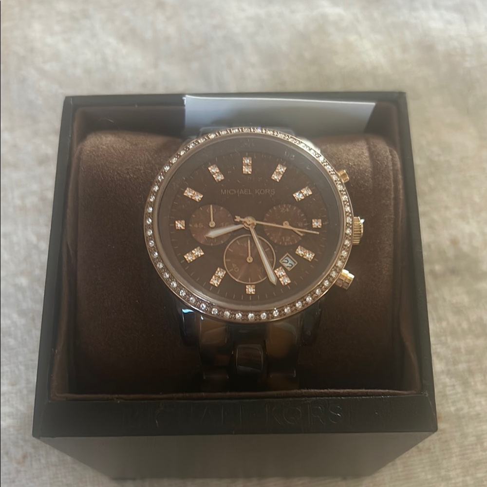 Michael Kors Chocolate and Gold Timepiece